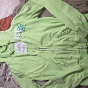 Hollister Women's Lime Green Hoodie Jacket